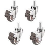 Pack of 4 Furniture Casters Wheel,1/1.25/1.5/2 Inch Rubber Castors,360 Degree Swivel Castors with Brake,with Thread Stem M6,M8,M10,for Wooden Floor,Silent(Universal,32mm)