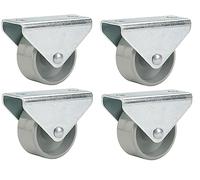 Pack of 4. Furniture Castor 15 x 14 mm Plastic Wheel Grey