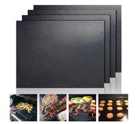 Pack of 4 Geebymol Oven Liner, 50cm x 33cm, Oven Liners for Fan Assisted Ovens, Non Stick BBQ Mats for Gas Grill, Baking Mat, Easy to Clean, Reusable, Convenient Baking, Protect Bottom of Oven