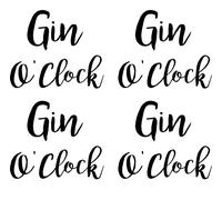 Pack of 4 Gin O'Clock Vinyl Decal Stickers (Baby Pink Gloss)