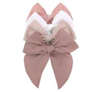 Pack of 4 Gorgeous Fable Bow Hair Clips for Girls Women Linen Hair Bow Alligator Clips Toddler Baby Mom Young Girl Hair Accessories (Antique Natural)