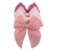 Pack of 4 Gorgeous Fable Bow Hair Clips for Girls Women Linen Hair Bow Alligator Clips Toddler Baby Mom Young Girl Hair Accessories (Pink/Rose)