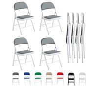 Mcc Direct Set Of 4 Folding Dining Chairs Metal Frame Padded Seats Grey