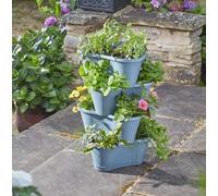 Pack of 4 Grey Plastic Stackable Garden Plant Pots 67cm Marco Paul Grey One Size