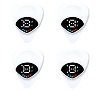 Pack of 4 Guitar Tuner and Guitar Pick 2 in 1 - LED Guitar Pick with HD Screen Display - Music Note with 12 Equal Temperaments | For Guitar, Bass, Ukulele, Banjo
