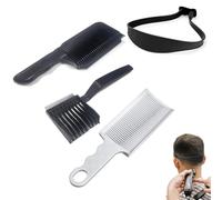 Pack of 4 Hair Cutting Aid, Adjustable Hair Cutting Template & Curved Silicone Hair Cutting Tape, Professional Hairdressing Comb for Perfect, Precise Haircuts at Home for Men (Black)