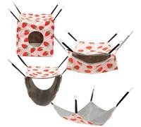 Pack of 4 Hamster Hammocks House, Hanging Swing Small Animals Bed Linen, Washable Rat Cage Accessories, Soft Plush Guinea Pig Bed Toy for Ferrets Rats Guinea Pigs Parrot (Pink)