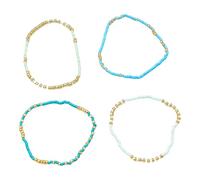 Pack of 4 Handmade Bead Bracelets Wrist Chain Jewelry Showcasing A Trendy Beach Vibes for Parties and Holidays