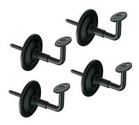 Pack of 4 Handrail Bracket | Sturdy and Durable Stair Railing | Wall Mounted | Steel | Colour: Matte Black | Includes: Screws and Plugs