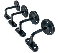 Pack of 4 Handrail Brackets for Stairs, Black Plated Banister Rail Brackets, Wall-Mounted Stair for Stainless-Steel or Wooden Handrail, Heavy-Duty and Stylish Banister Rails Bracket