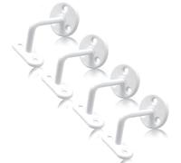 Pack of 4 Handrail Brackets for Stairs, White Banister Rail Brackets, Wall-Mounted Stair Rail Bracket for Stainless-Steel or Wooden Handrail, Heavy-Duty and Stylish Banister Rails Bracket