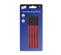 Pack of 4 Handwriting PENS Back to School Black & Blue Ink Medium TIP Smooth Ink