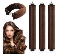Pack of 4 Heat-Free Curlers, Curlers Overnight, Non-Slip Heatless Curls, Heatless Curls Band, Heatless Curls Silk Hair Curler for Shorts, Medium, Long Hair Girls, DIY Overnight Curls (Brown)