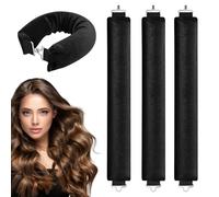 Pack of 4 Heat-Free Curlers, Curlers Overnight, Non-Slip Heatless Curls, Heatless Curls Band, Heatless Curls Silk Hair Curler for Shorts, Medium, Long Hair Girls, DIY Overnight Curls (Black)