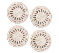 Pack Of 4 Heat Insulated Natural Fiber Mats Handmade Cotton And Linen Woven Placemats For Elegant Table Setting