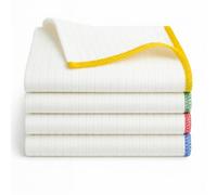 Pack of 4 Heavy Weight Cotton Dish Cloths - Extra Large 42 × 44 cm - Ultra-Absorbent, Quick-Dry & Lint-Free - Thick Weave 275 GSM - Colour-Coded - Reusable for Home & Commercial Cleaning