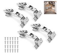 Pack of 4 Hinges for Cabinet Doors, 2 Pairs 180 Degree Soft Close Cabinet Hinges, Pot Hinges Corner Stop Diameter 35 mm Pot Hinge Kitchen Cabinet Wardrobe Furniture Cabinet Door Hinge