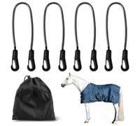 Pack of 4 Horse Blankets Leg Straps 54 cm, Elastic Horse Blanket, Leg Straps with Double Clips, Tail Strap, Horse Blanket, Plastified Tail Cord, Replacement Straps for Horse Training, Winter Riding
