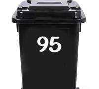 Pack of 4 House Number Wheelie Bin Stickers - Waterproof Decals - Easy-to-Apply - Recycling Boxes - Party Decorations (95)