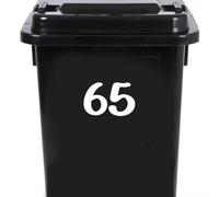 Pack of 4 House Number Wheelie Bin Stickers - Waterproof Decals - Easy-to-Apply - Recycling Boxes - Party Decorations (65)