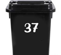 Pack of 4 House Number Wheelie Bin Stickers - Waterproof Decals - Easy-to-Apply - Recycling Boxes - Party Decorations (37)