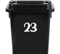 Pack of 4 House Number Wheelie Bin Stickers - Waterproof Decals - Easy-to-Apply - Recycling Boxes - Party Decorations (23)