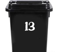 Pack of 4 House Number Wheelie Bin Stickers - Waterproof Decals - Easy-to-Apply - Recycling Boxes - Party Decorations (13)