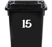 Pack of 4 House Number Wheelie Bin Stickers - Waterproof Decals - Easy-to-Apply - Recycling Boxes - Party Decorations (15)