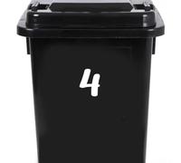 Pack of 4 House Number Wheelie Bin Stickers - Waterproof Decals - Easy-to-Apply - Recycling Boxes - Party Decorations (4)