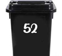 Pack of 4 House Number Wheelie Bin Stickers - Waterproof Decals - Easy-to-Apply - Recycling Boxes - Party Decorations (52)