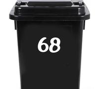 Pack of 4 House Number Wheelie Bin Stickers - Waterproof Decals - Easy-to-Apply - Recycling Boxes - Party Decorations (68)