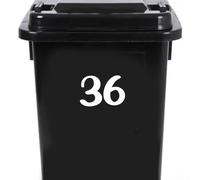 Pack of 4 House Number Wheelie Bin Stickers - Waterproof Decals - Easy-to-Apply - Recycling Boxes - Party Decorations (36)
