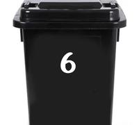 Pack of 4 House Number Wheelie Bin Stickers - Waterproof Decals - Easy-To-Apply - Recycling Boxes - Party Decorations (6)