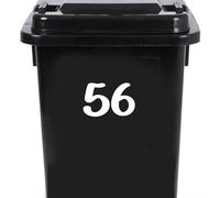 Pack of 4 House Number Wheelie Bin Stickers - Waterproof Decals - Easy-to-Apply - Recycling Boxes - Party Decorations (56)