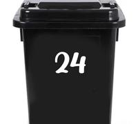 Pack of 4 House Number Wheelie Bin Stickers - Waterproof Decals - Easy-to-Apply - Recycling Boxes - Party Decorations (24)