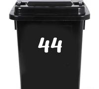 Pack of 4 House Number Wheelie Bin Stickers - Waterproof Decals - Easy-To-Apply - Recycling Boxes - Party Decorations (44)