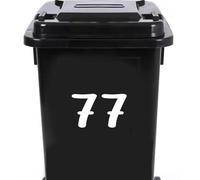 Pack of 4 House Number Wheelie Bin Stickers - Waterproof Decals - Easy-to-Apply - Recycling Boxes - Party Decorations (77)