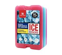 Pack of 4 Ice Packs for Coolers, Reusable Freezer Packs with Water Filled Cooling Technology, 6.89x0.47x4.72 Inch Rubber Cooling Pads for Picnic Baskets and Cool Bags