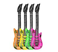 Pack of 4 Inflatable Blow Up Guitar Theme Party Accessory Musical Instrument Toys (Pack of 4)