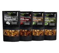 Pack of 4 insect chips, 70 g each, 1 x BBC, 1 x garlic, 1 x classics, 1 x Wasabi