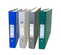 Pack of 4 Janrax A5 Small Paper Over Board Ring Binders - 2 O-Ring Mechanism, 35mm Spine, Spine Label - White, Grey, Blue, Green