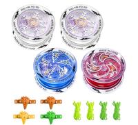 Pack of 4 JoJo Luminous HOVCEH LED Light YoYo with Strings and Fingerling, Responsive JoJo with Ball Bearings for Teens and Beginners, Beginners, Professionals (White + Red + Blue)