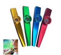 Pack of 4 Kazoos, Kazoo Instrument, Kazoo Metal, Suitable for Children, Adults and Music Beginners, Children's Party Favours Gifts (Gold/Green/Red/Blue)