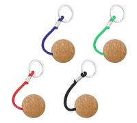 Pack of 4 Key Fob Floating Lightweight 35 mm Cork Key Ring Wooden Ball Key Ring Floating Key Ring Water Sports Float Keychain Cork Ball for Boots Keys Kayak Canoe Sailing