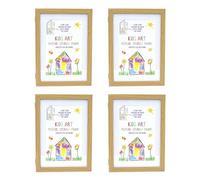 Pack of 4 Kids Artwork Display Frames | A4 Front-Opening Changeable Art Storage Frames | Wooden Hanging Picture Holders for Kids Drawings & Certificates - 33x24cm