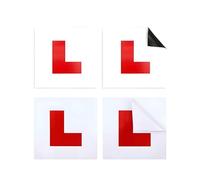 Pack of 4 L Plates for Learner Drivers, Self Adhesive Magnetic L Plates Sticker, Waterproof No Fading No Blow off Easy to Move Without Scratching L Plate for Internship Newbies New Drivers Automotive