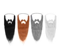 Pack of 4 Large Extended Party Fake Beard, Fake Beards for Gluing, Funny False Costume Whisker, Moustache Prop for Halloween Parties, Costume Parties, Clothing, Christmas