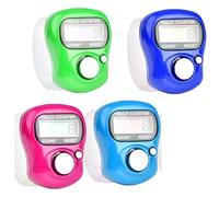 Pack of 4 LCD Display Digital Finger Tally Counter Clicker, Electronic Stitch Counter For Knitting, Crochet Row Counter Ring, Plastic Mini Manual Clicker Counter