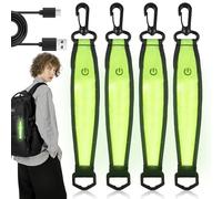 Pack of 4 LED Flashing Light School Bag, 3 Modes USB Rechargeable Reflective Pendant, Children's Safety Light Reflectors, School Bag, Waterproof Reflector Pendant for School Bag, Backpack, Jogging