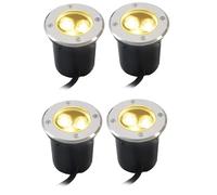 Pack of 4 LED recessed Lamps in The Ground - 3W Indoor Garden lamp - IP67 Waterproof Outdoor LED Underground recessed lamp, Aluminum Tempered Glass Buried lamp, for Garden Landscap